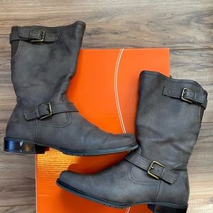 Grey Buckle Booties